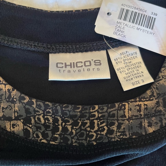 Chico’s size 3 black travelers tank with decorative collar NWT - Picture 2 of 4